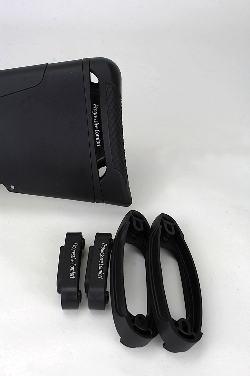 Benelli moved its shotgun shock-absorbing recoil system to the Lupo. Two included shims, each one adds another half-inch to the length of pull.